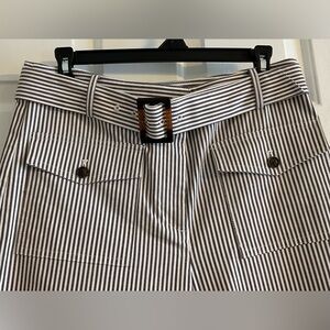 LOFT Black and White Striped Wide Leg Pants